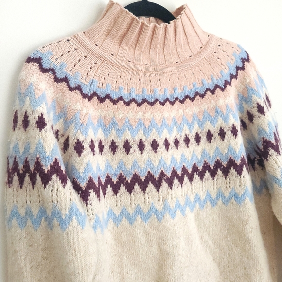 Rebecca Taylor Barbiecore Fair Isle Turtleneck Sweater - Picture 4 of 13